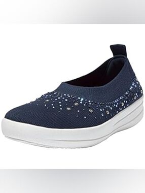 FitFlop Uberknit Crystal Ballerina Slip-On Sneakers Size 8.5